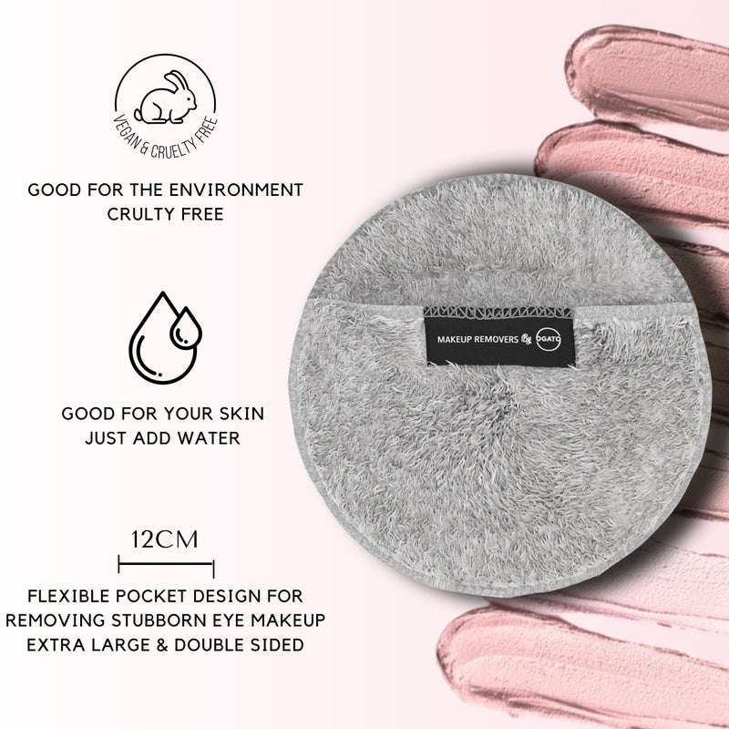 Ogato Reusable Makeup Remover Cloth - 6pc Face Pads, Makeup Eraser Cloth Wipes for All Skin Types - Washable Microfiber Make Up Reusable Cotton Rounds for Face - With Free Laundry Bag - Image 5